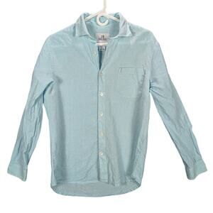 28 Palms Linen Shirt Mens Small Relaxed Blue White Check Beachy Coastal Preppy